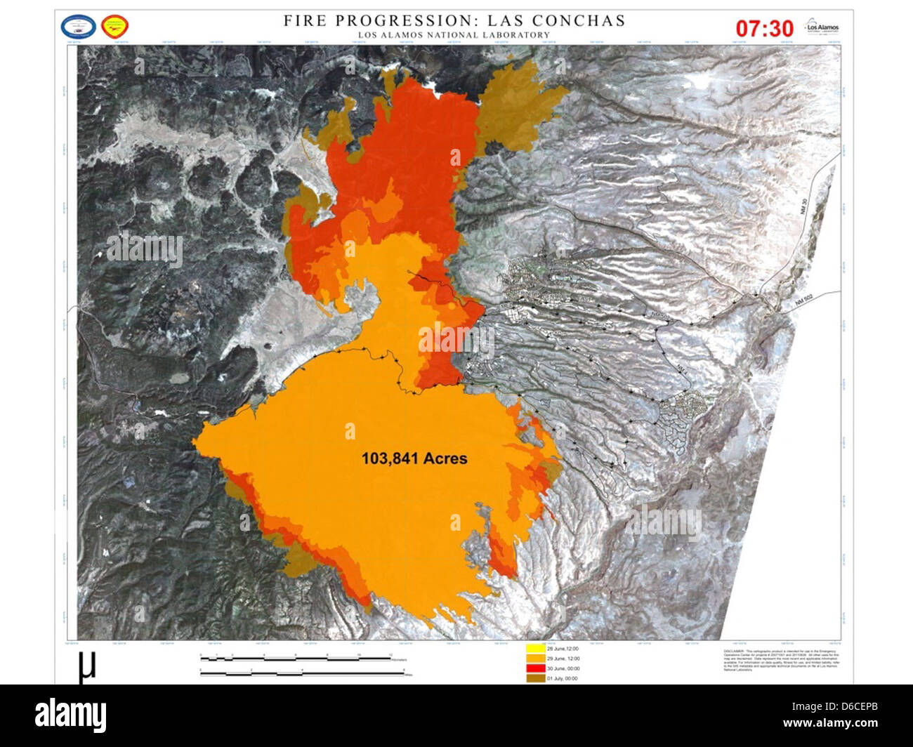 Fire Progression Map Las Conchas Photo Stock Alamy Fire Progression Map Las Conchas D6cepb 