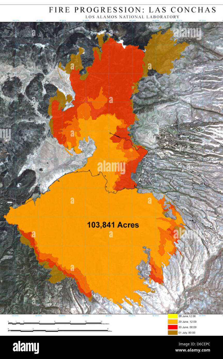 Fire Progression Map Las Conchas Photo Stock Alamy Fire Progression Map Las Conchas D6cepc 