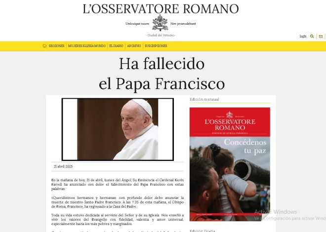 Murió EL Papa Francisco