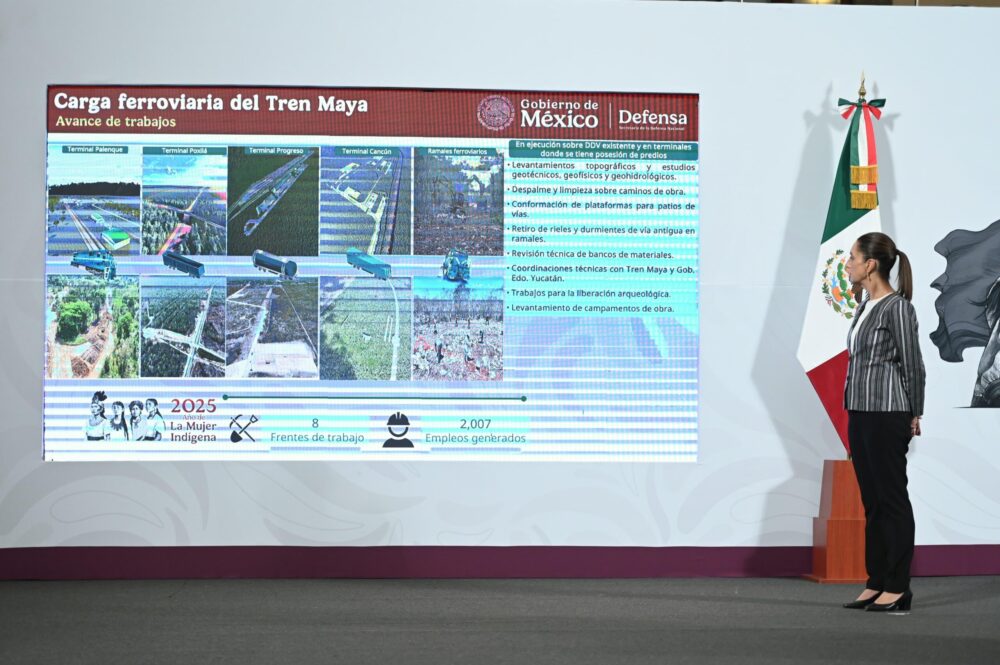 PRESIDENTA CLAUDIA SHEINBAUM DESTACA INICIO DE CONSTRUCCIÓN DE LOS TRENES A PACHUCA, QUERÉTARO Y VÍA DE CARGA DEL TREN MAYA EN LOS PRIMEROS SIETE MESES DE SU GOBIERNO
