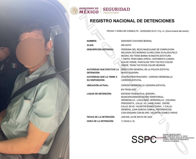 Cae coordinador de penales en Sonora tras escape de lugarteniente de Los Salazar