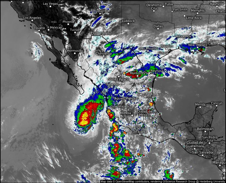 La SGIRYPCGRO informa sobre la presencia de lluvias a causa de un canal de baja presión en las próximas horas