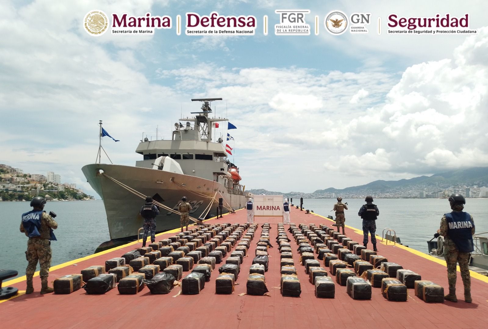 Marina asegura más de 3.5 toneladas de cocaína frente a costas de Guerrero