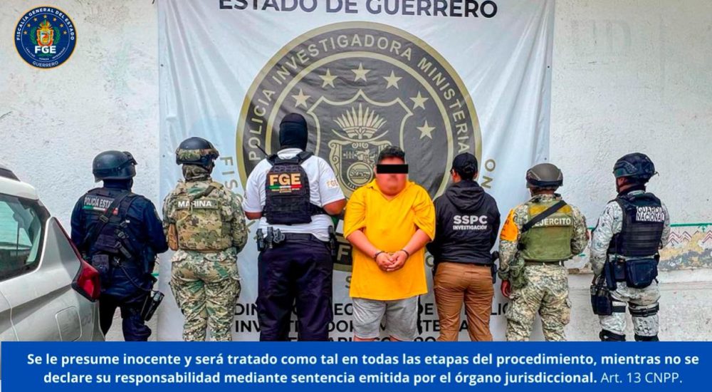 FGEGuerrero detiene en flagrancia a Isaías “N” en Acapulco.