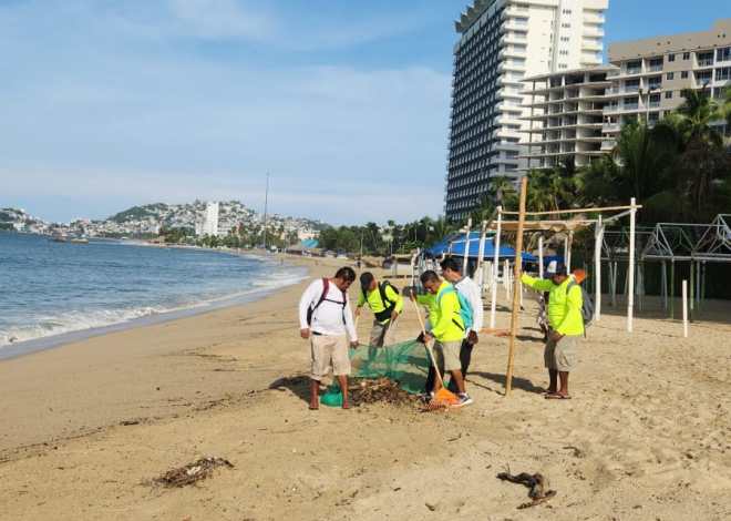 Refuerzan limpieza y vigilancia en playas de Acapulco tras lluvias