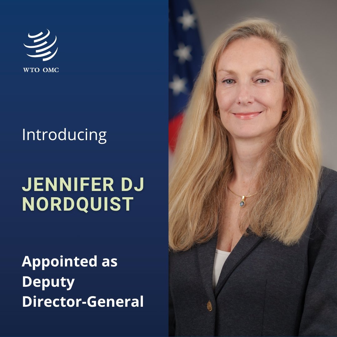 Jennifer DJ Nordquist, de EEUU, es nombrada Directora General Adjunta de la OMC