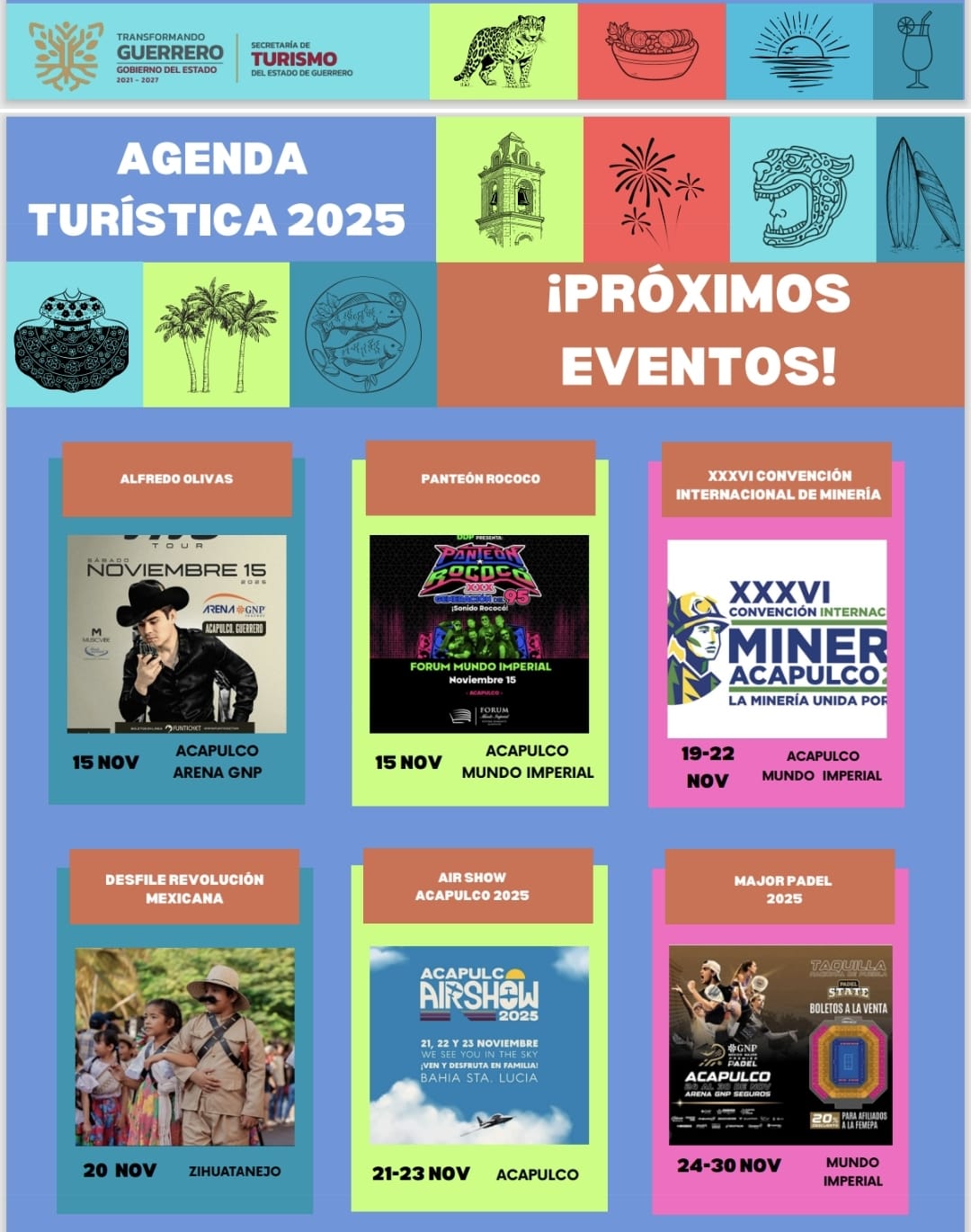 Destinos turísticos de Guerrero alistan torneos, congresos y espectáculos en los próximos meses
