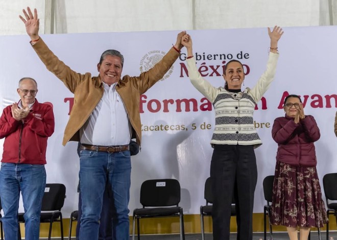 Reconoce presidenta Sheinbaum avances en seguridad a gobernador de Zacatecas, David Monreal