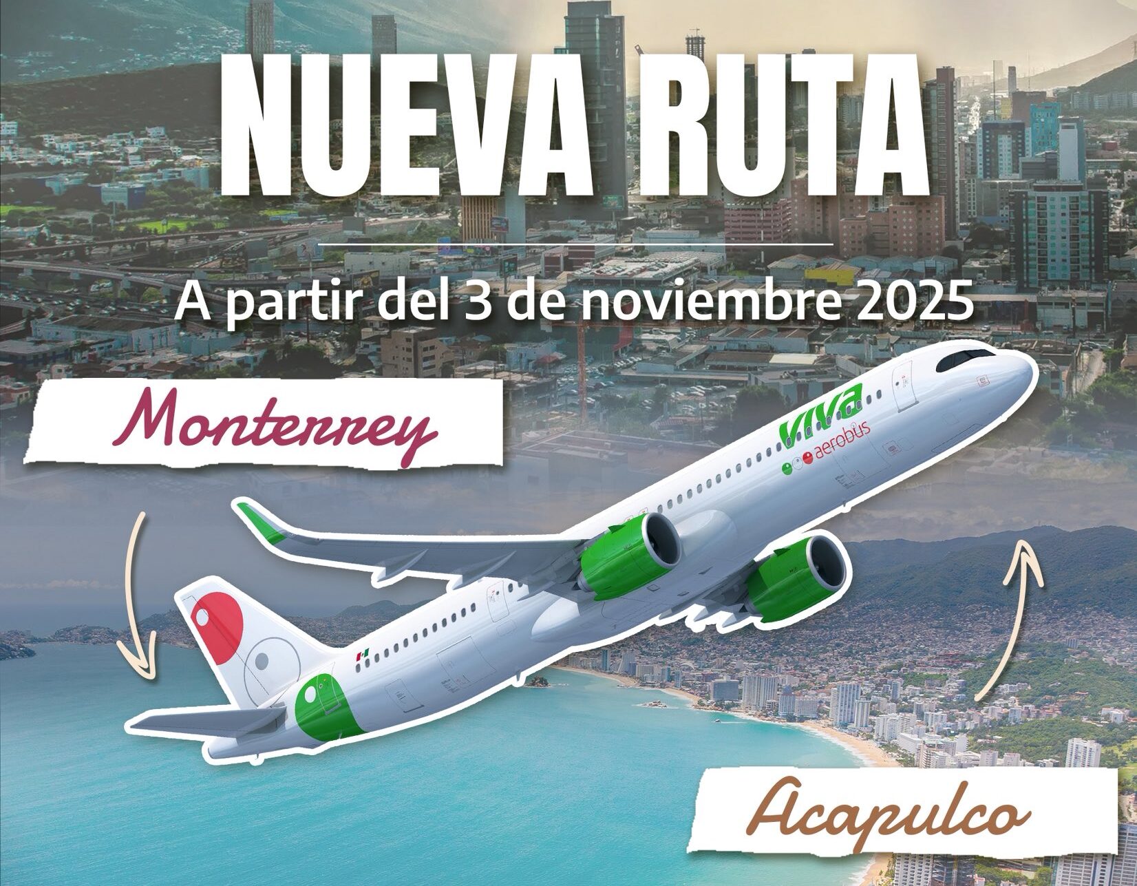 Nuevo vuelo Monterrey – Acapulco conectará a más viajeros con el paraíso