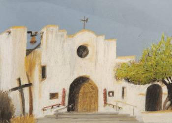 A quaint pastel chapel