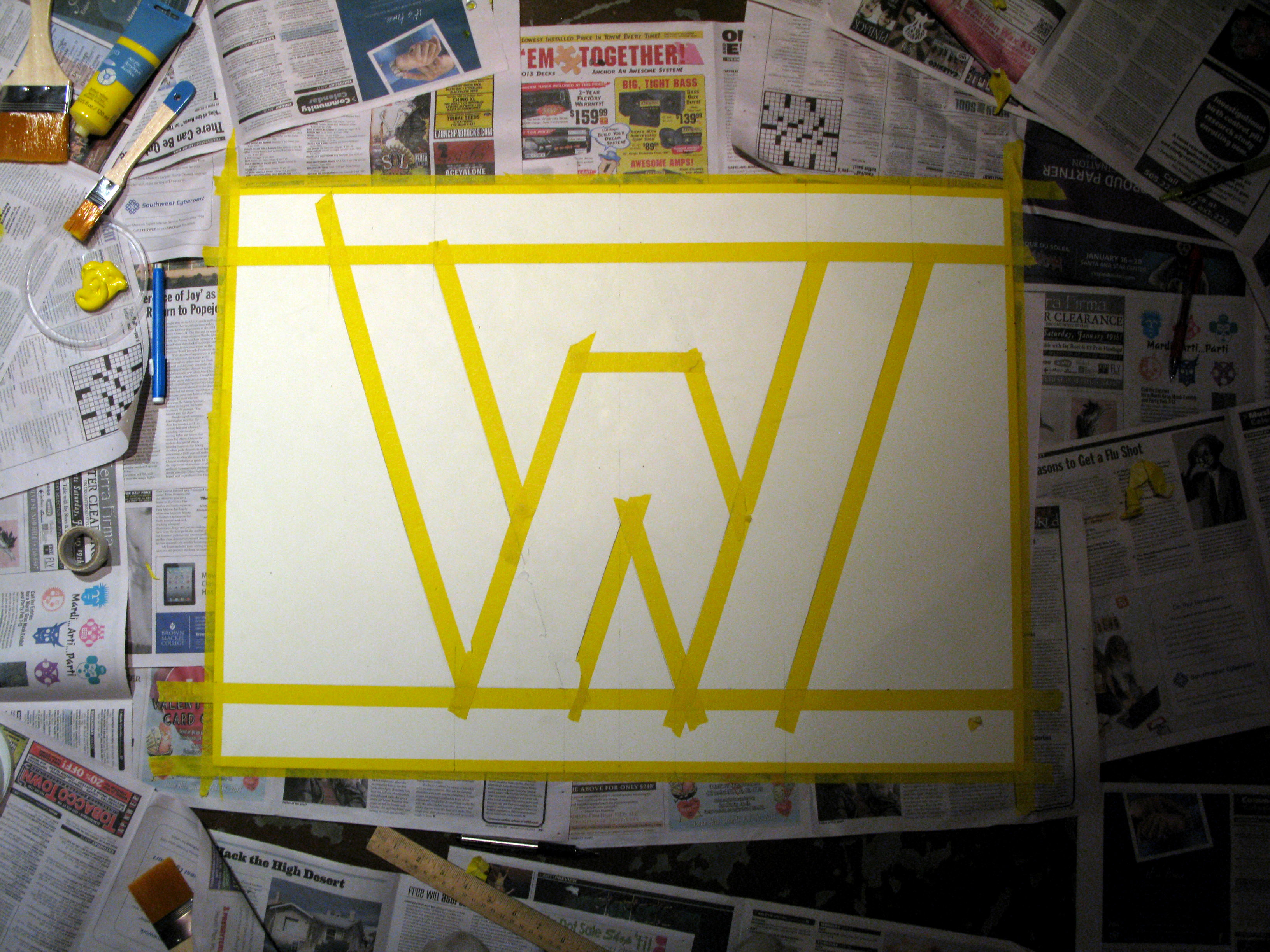 We taped out the "W" using words like "parrallel" and "sticky."