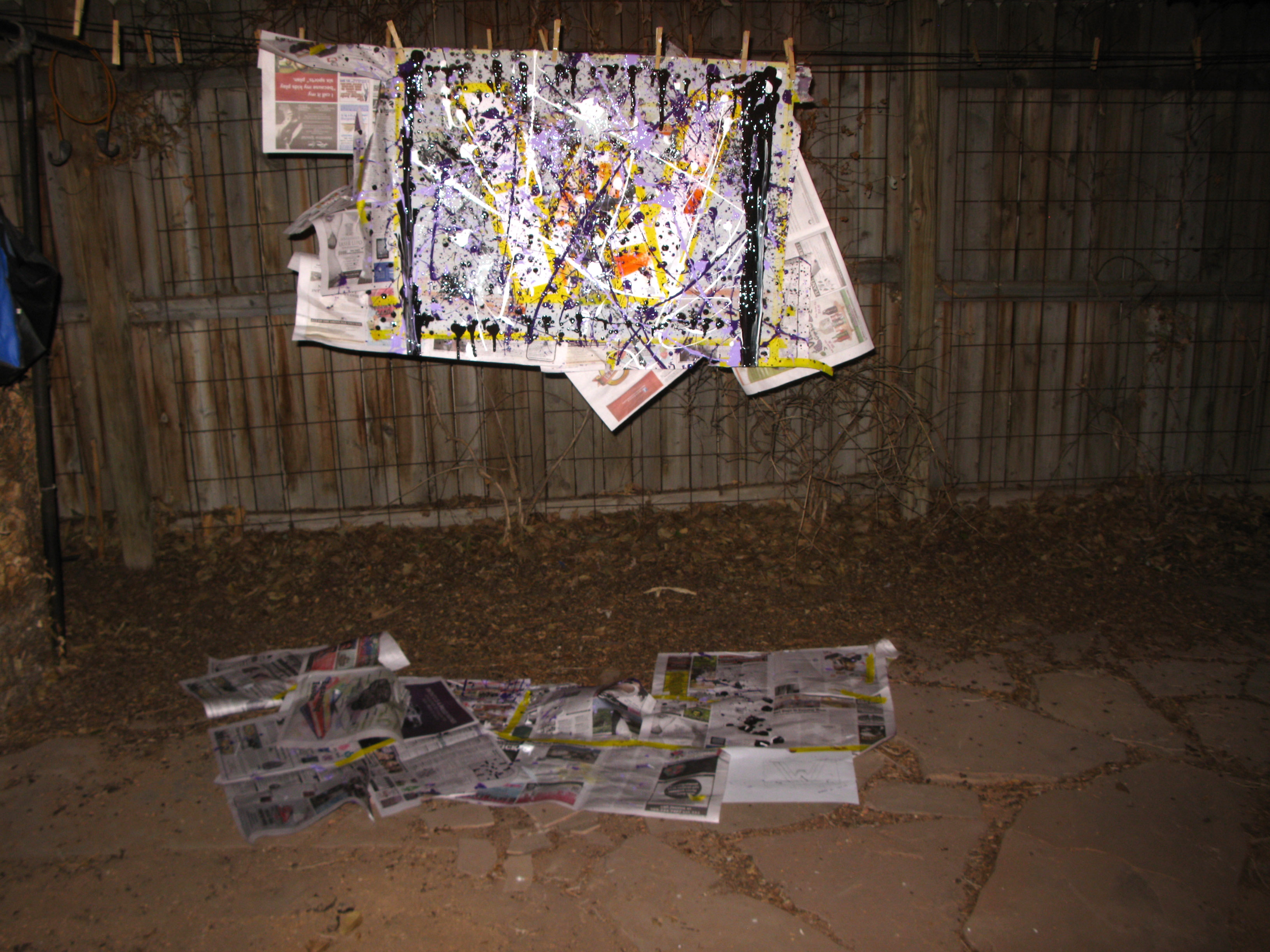 We start throwing paint at the canvas and the neighbor dogs start barking.