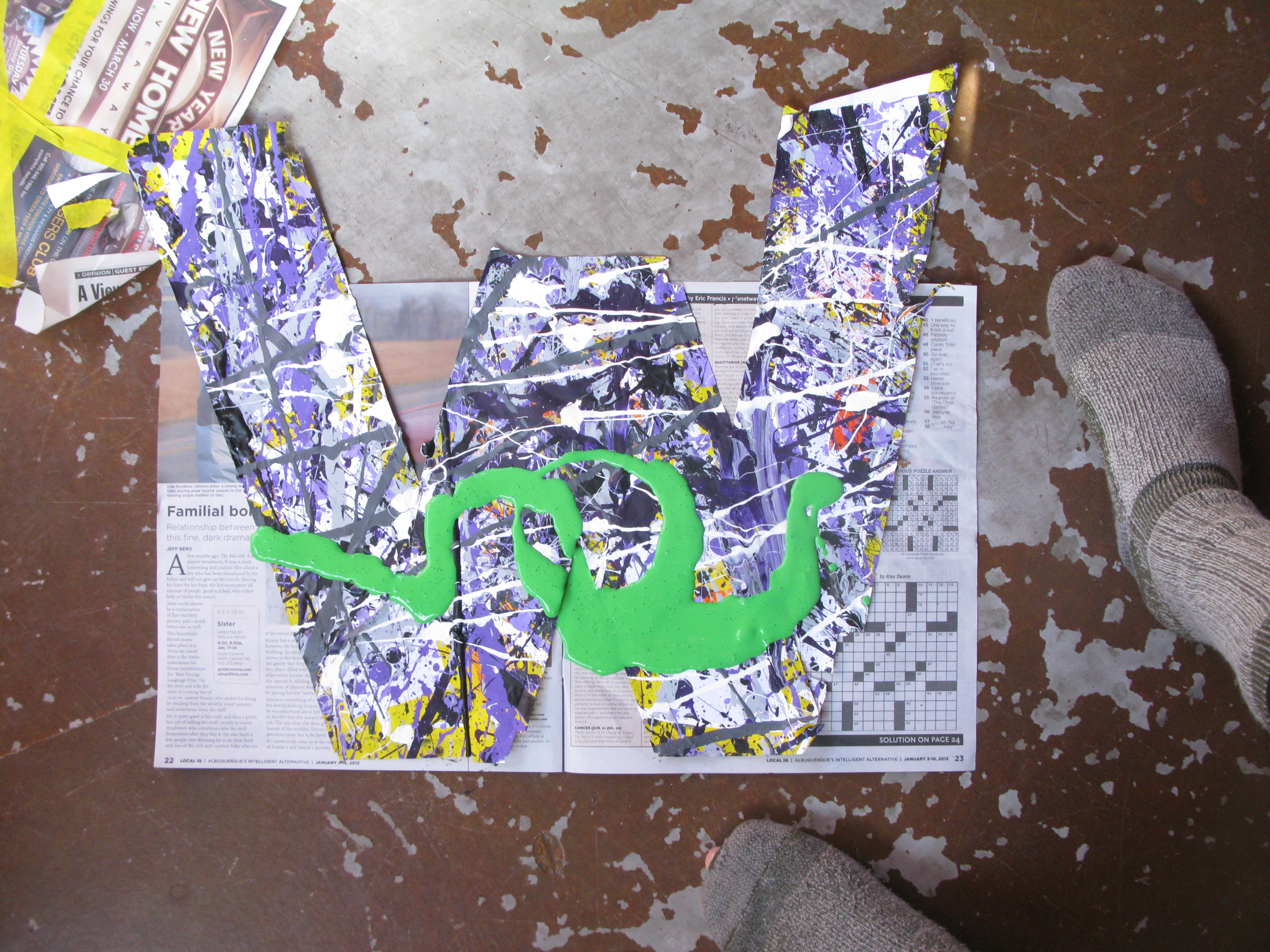 In the morning we remove the paper "W" revealing...