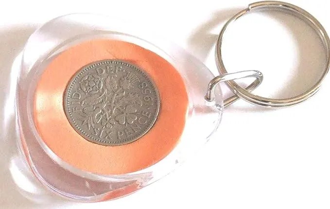real sixpence keyring orange surround