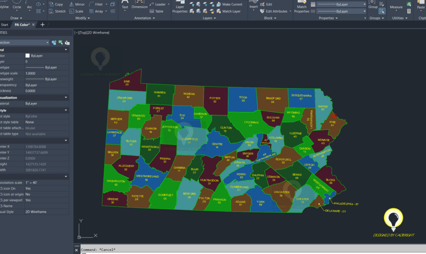 County Color Map In AutoCAD Format CADBright Word Image 2914 2 