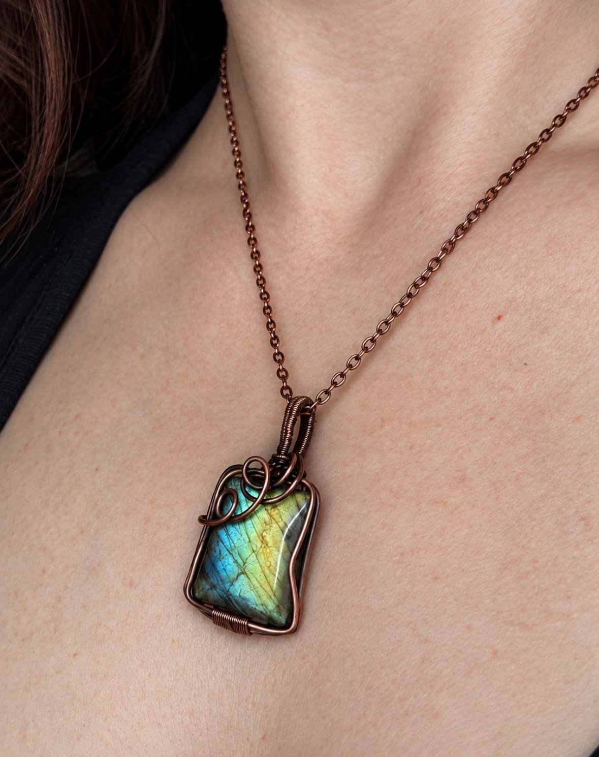 Mossbound Square Labradorite Pendant