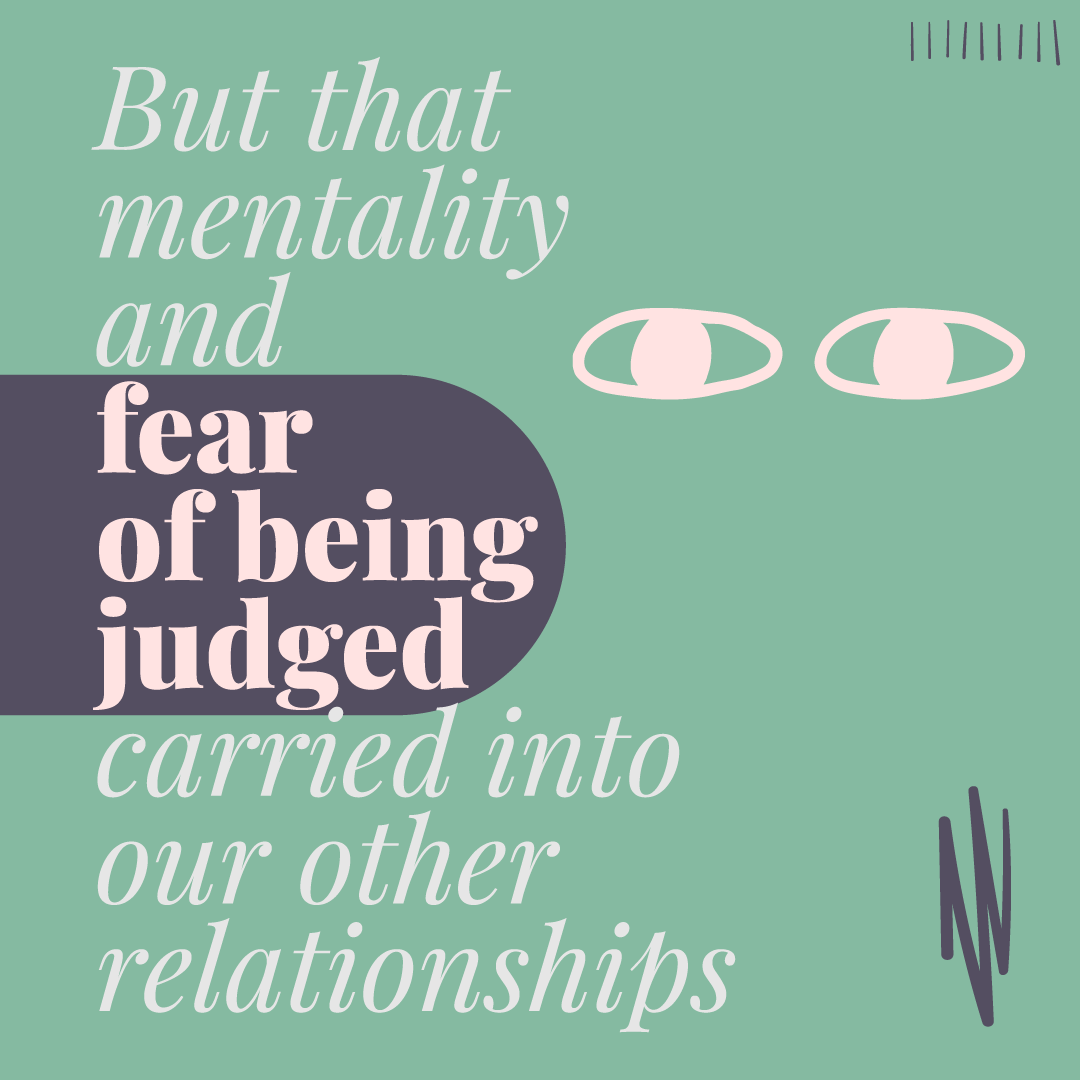 Story slide for Represent Zine focused on body positivity, depicting the story with heavy typography.