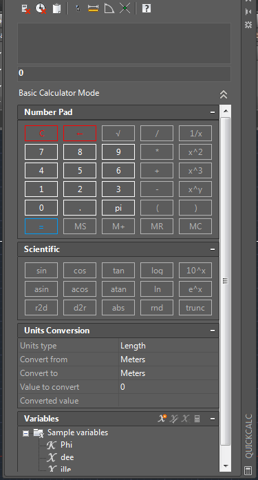 Máy tính trong autocad 2015