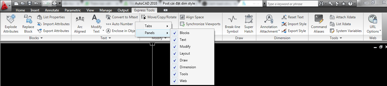 Làm việc với Express tool trong autocad