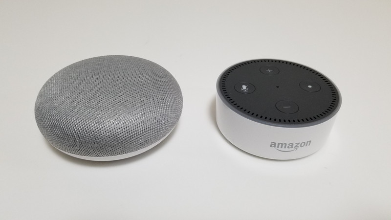 Amazon echo dot と Google Home mini レビュー1【基本比較