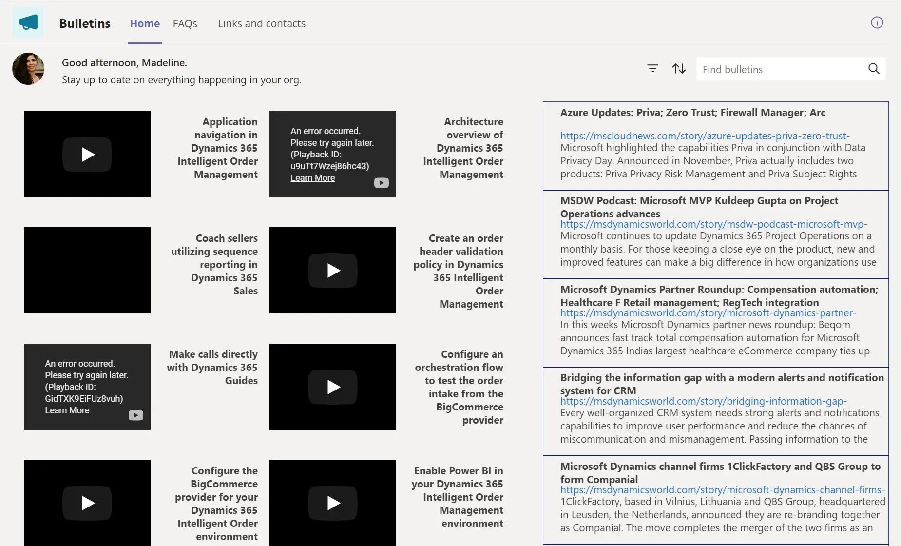 three columns home tab in teams bulletin three columns home tab in teams bulletin