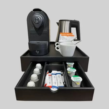 Space Leather Hospitality Tray with Drawer
