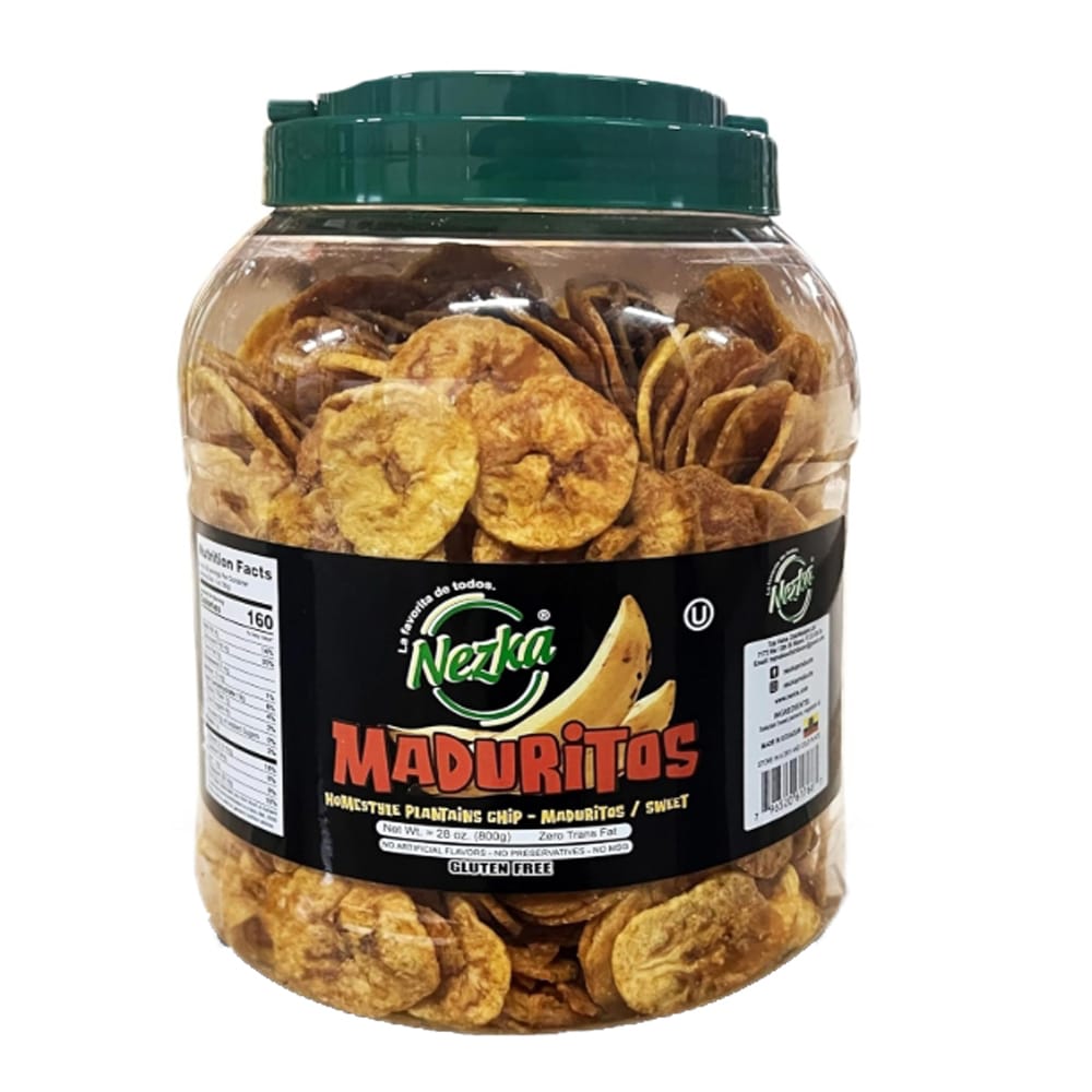 Nezka Sweet Plantain Chips - Delicious Crunchy Snacks and Side Dish - Jar of 28 oz