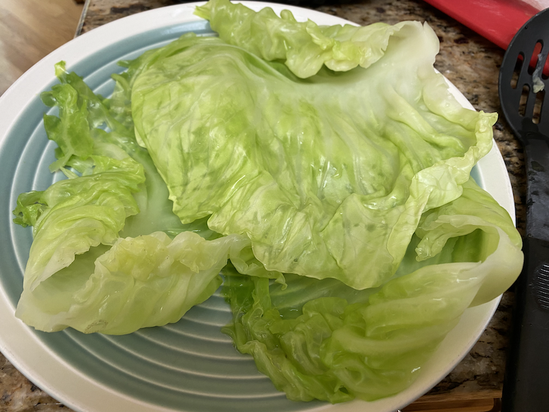 boiled cabbage leaves