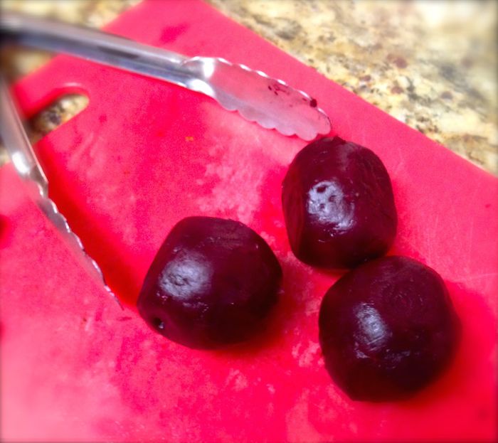 peeling beets