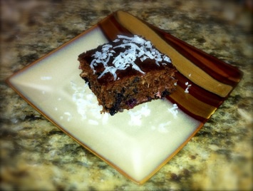 a slice of chocolate berry cake