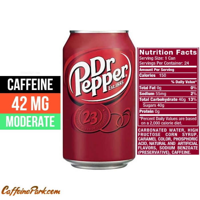 Dr Pepper Caffeine Free Diet - 12 pk How much caffeine is in diet doctor pepper