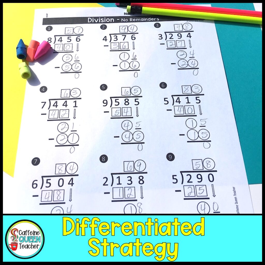 Differentiated long division worksheets for free