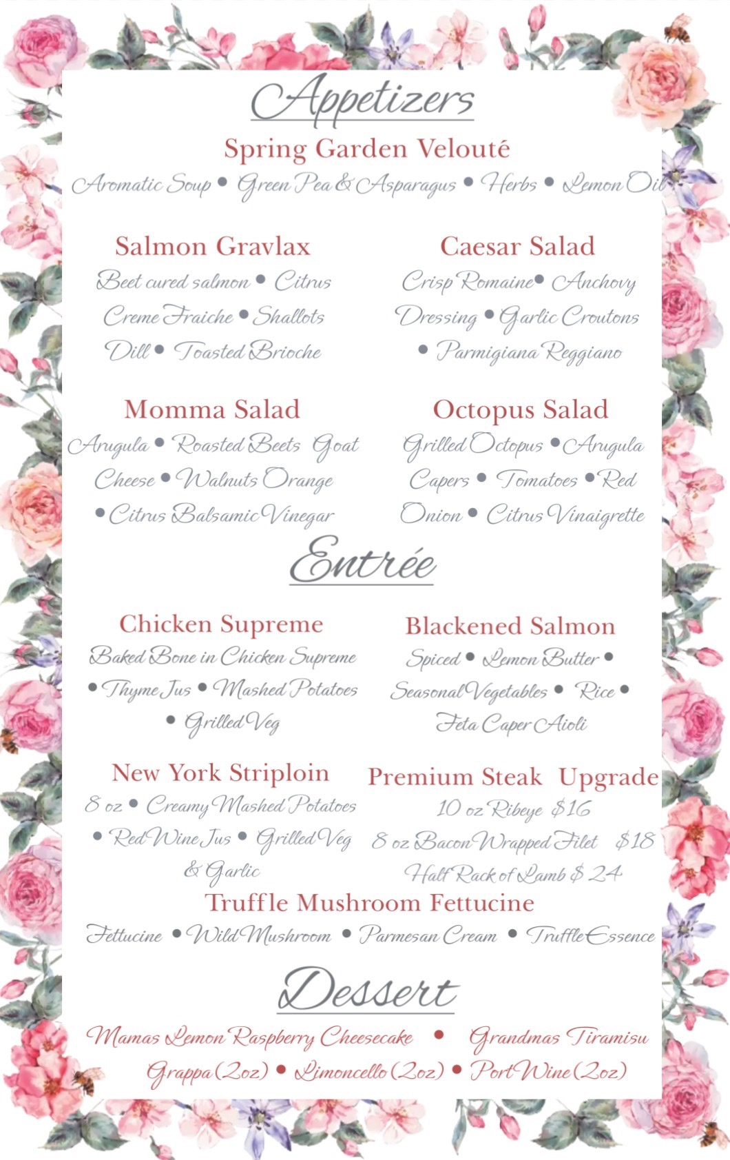Mother's Day Set Menu