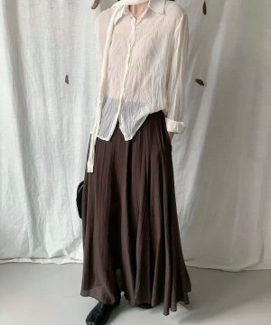 Alternative view of 腰鬆緊飄逸不規則長裙