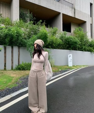 率性設計感平口抽繩休閒褲：圖片 4