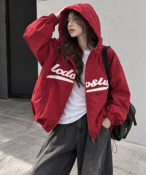 美式英字連帽防風外套：圖片 3