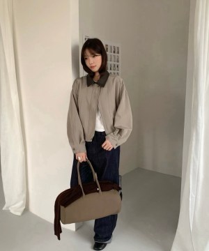 質感領接皮革防風外套：圖片 10