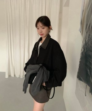 質感領接皮革防風外套：圖片 7