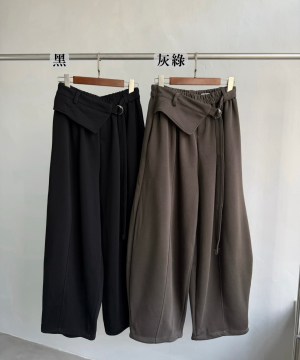 慵懶又帥氣腰造型綁帶棉褲
