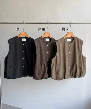 穿搭必備/下擺壓釦氣球皮背心：圖片 13