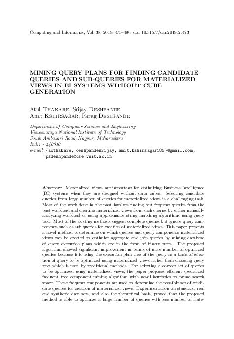 Pdf Mining Query Plans For Finding Candidate Queries And Sub Queries - Dark Photo Collection - High Resolution Quality