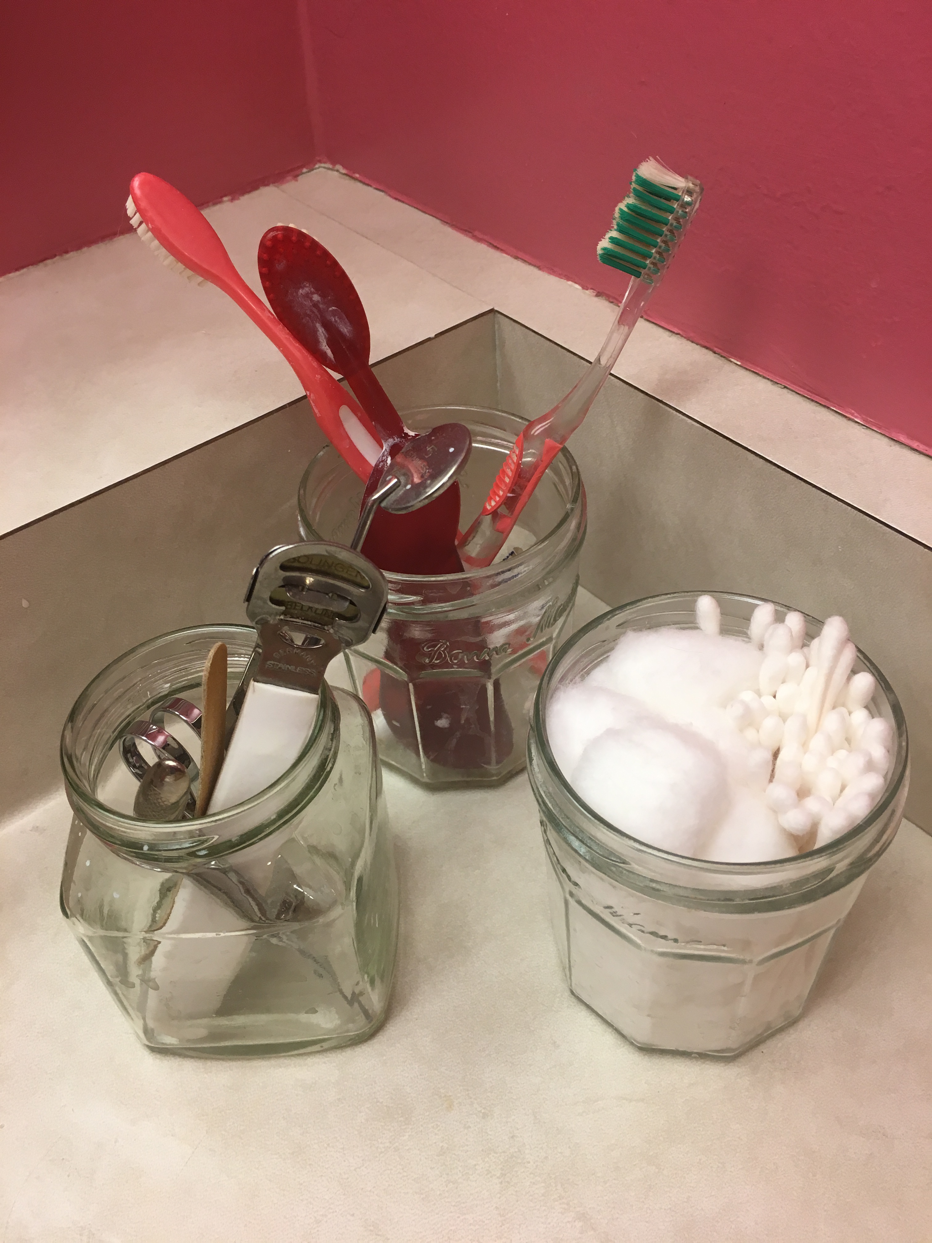 Jars are great, affordable organizers and easy to clean!