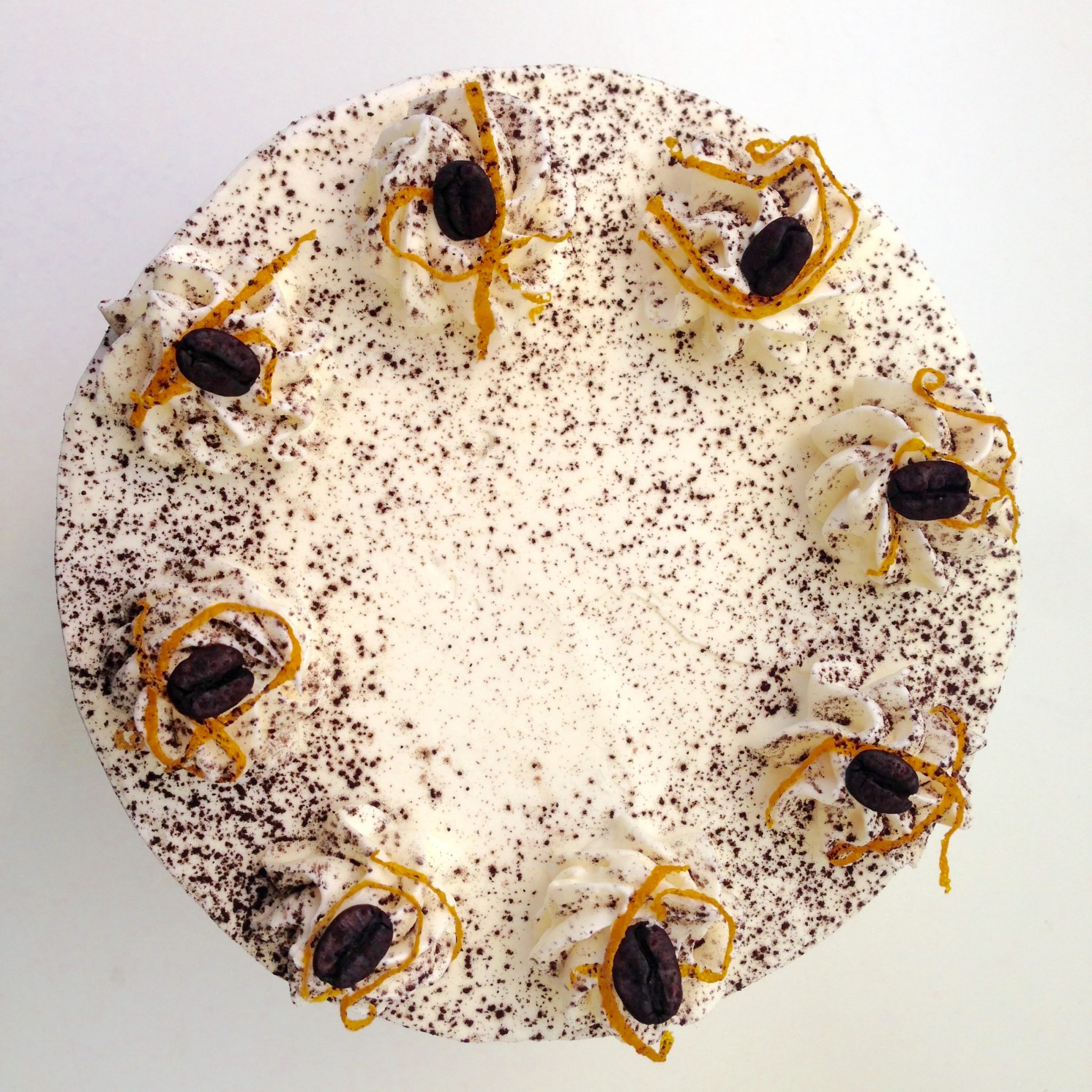 White Dark Chocolate Orange Cake Top