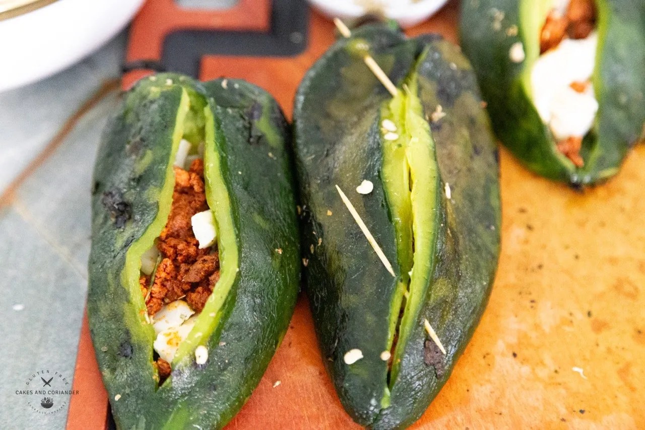 Amazing Crispy Battered Air Fryer Chili Rellenos Recipe- Gluten Free being made