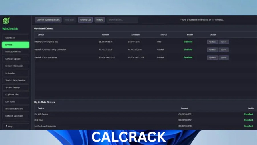 WinZenith PC optimization dashboard