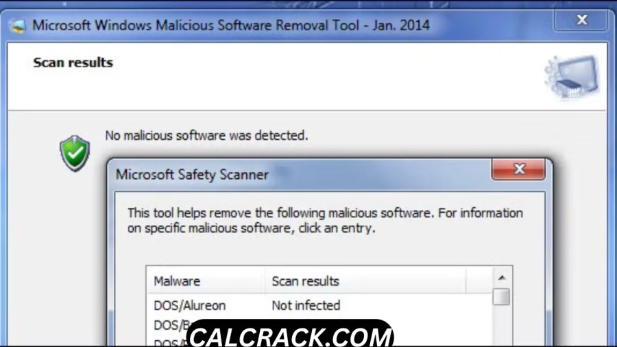 Microsoft MSRT malware removal tool interface