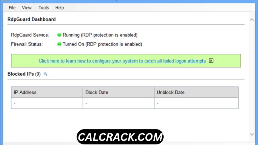 RdpGuard security software interface