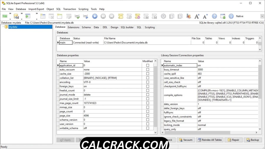 SQLite Expert database table designer