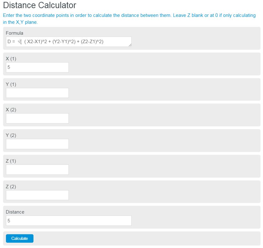It can be calculated from the cartesian coordinates of the points using the formulas are known for computing distances between different types of objects, . Distance Between Points Calculator Calculator Academy