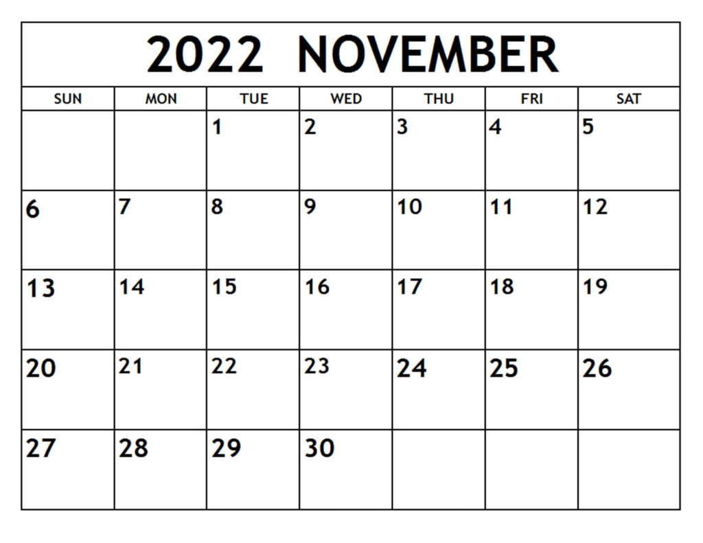 printable free november 2022 calendar template pdf